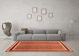 Machine Washable Abstract Orange Contemporary Area Rugs in a Living Room, wshcon3086org