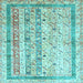 Square Abstract Light Blue Contemporary Rug, con3087lblu