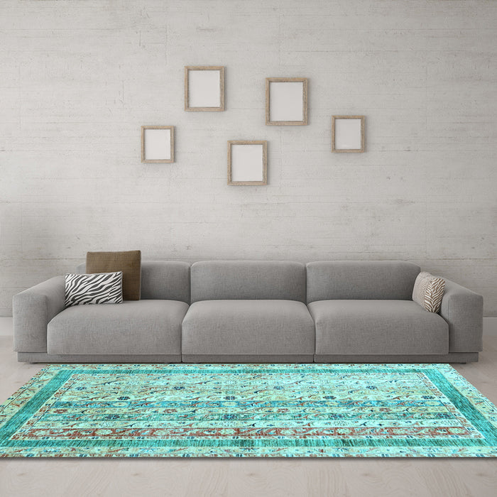 Machine Washable Abstract Light Blue Contemporary Rug in a Living Room, wshcon3087lblu