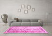 Machine Washable Abstract Pink Contemporary Rug in a Living Room, wshcon3087pnk