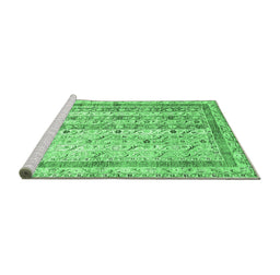 Sideview of Machine Washable Abstract Emerald Green Contemporary Area Rugs, wshcon3087emgrn