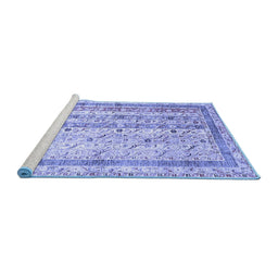 Sideview of Machine Washable Abstract Blue Contemporary Rug, wshcon3087blu