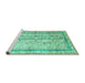 Sideview of Machine Washable Abstract Turquoise Contemporary Area Rugs, wshcon3087turq