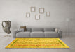 Machine Washable Abstract Yellow Contemporary Rug in a Living Room, wshcon3087yw