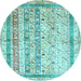 Round Abstract Light Blue Contemporary Rug, con3087lblu