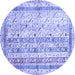 Round Abstract Blue Contemporary Rug, con3087blu