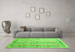 Machine Washable Abstract Green Contemporary Area Rugs in a Living Room,, wshcon3087grn