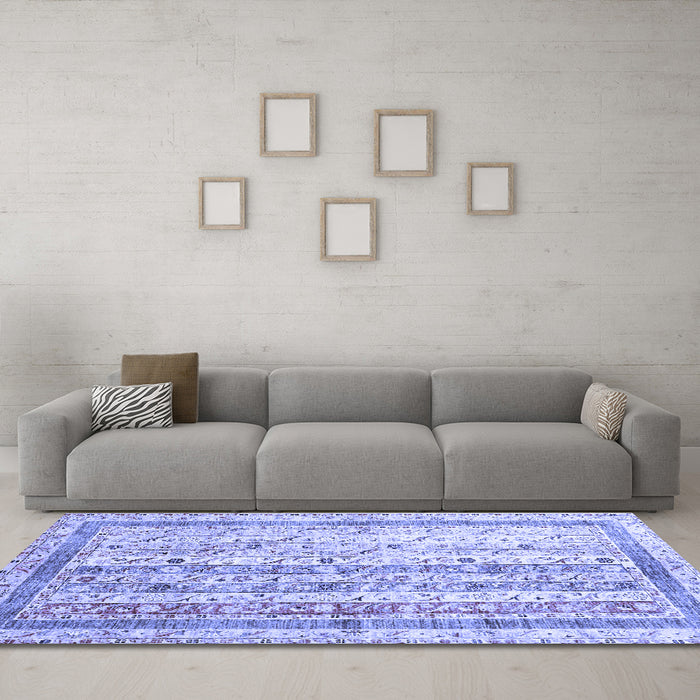 Machine Washable Abstract Blue Contemporary Rug in a Living Room, wshcon3087blu