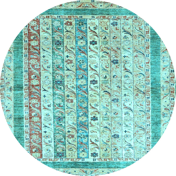 Round Machine Washable Abstract Light Blue Contemporary Rug, wshcon3087lblu