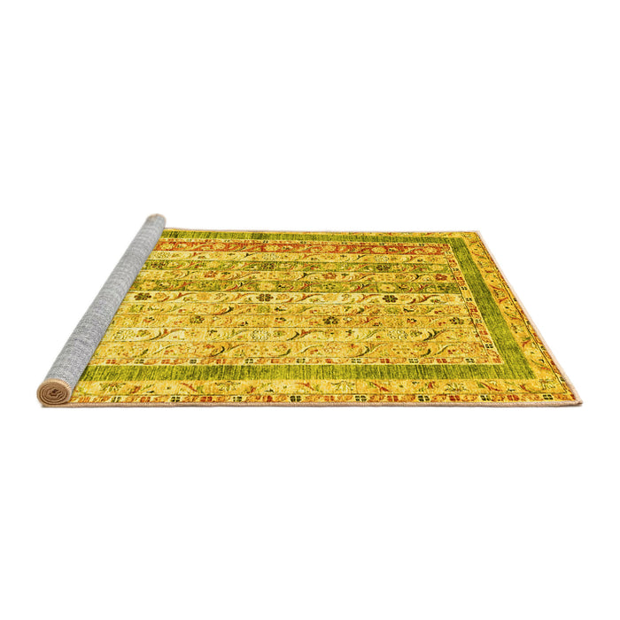 Sideview of Machine Washable Abstract Yellow Contemporary Rug, wshcon3087yw