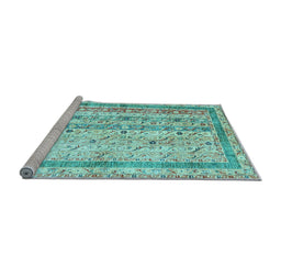 Sideview of Machine Washable Abstract Light Blue Contemporary Rug, wshcon3087lblu