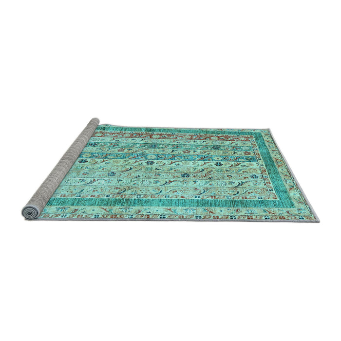 Sideview of Machine Washable Abstract Light Blue Contemporary Rug, wshcon3087lblu