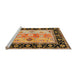 Serging Thickness of Contemporary Metallic Gold Abstract Machine Washable Rug, wshcon3088