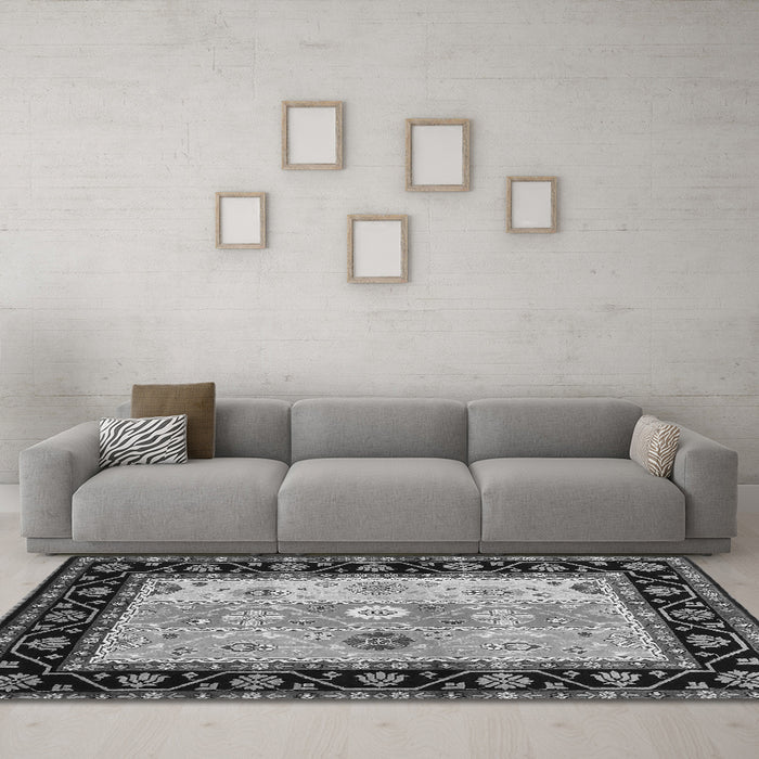 Machine Washable CON3088X Gray CON3088X Rug in a Living Room,, wshcon3088gry