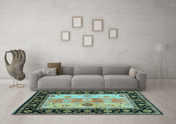 Machine Washable CON3088X Light Blue CON3088X Rug in a Living Room, wshcon3088lblu