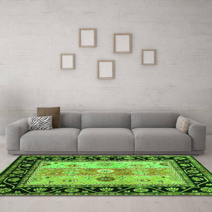 Machine Washable CON3088X Green CON3088X Area Rugs in a Living Room,, wshcon3088grn