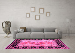 Machine Washable CON3088X Pink CON3088X Rug in a Living Room, wshcon3088pnk