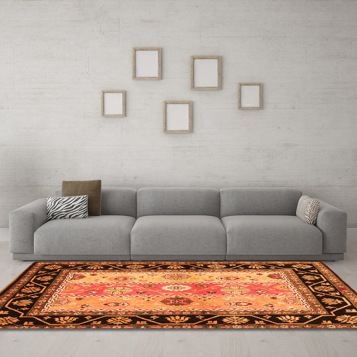 Machine Washable CON3088X Orange CON3088X Area Rugs in a Living Room, wshcon3088org