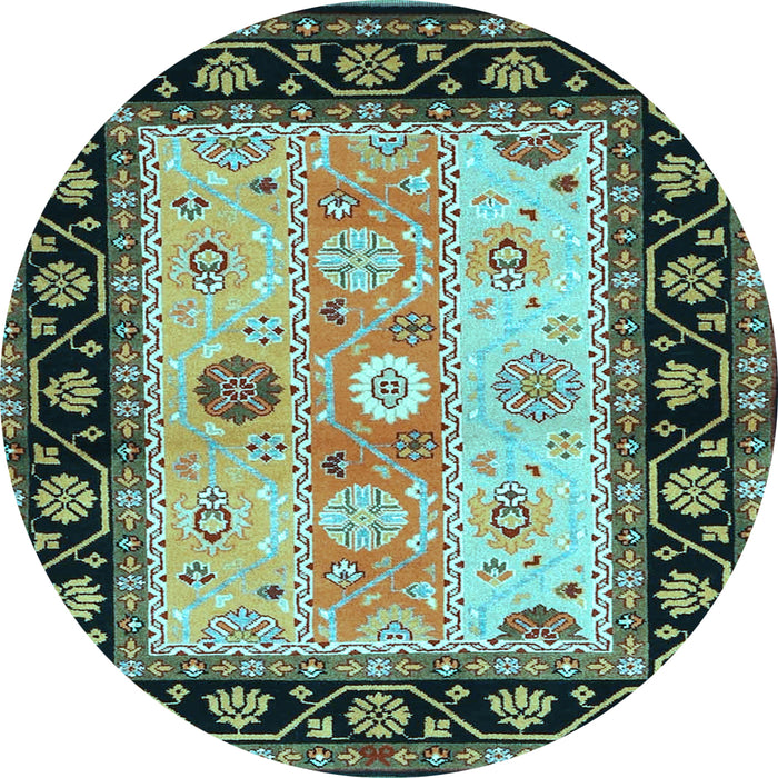 Round Machine Washable CON3088X Light Blue CON3088X Rug, wshcon3088lblu