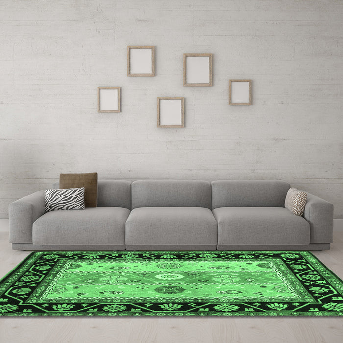 Machine Washable CON3088X Emerald Green CON3088X Area Rugs in a Living Room,, wshcon3088emgrn