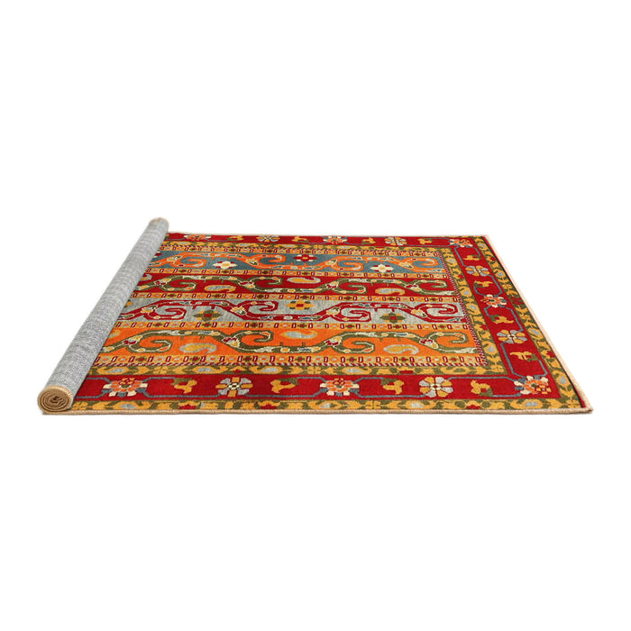 Serging Thickness of Contemporary Red Abstract Machine Washable Rug, wshcon3089