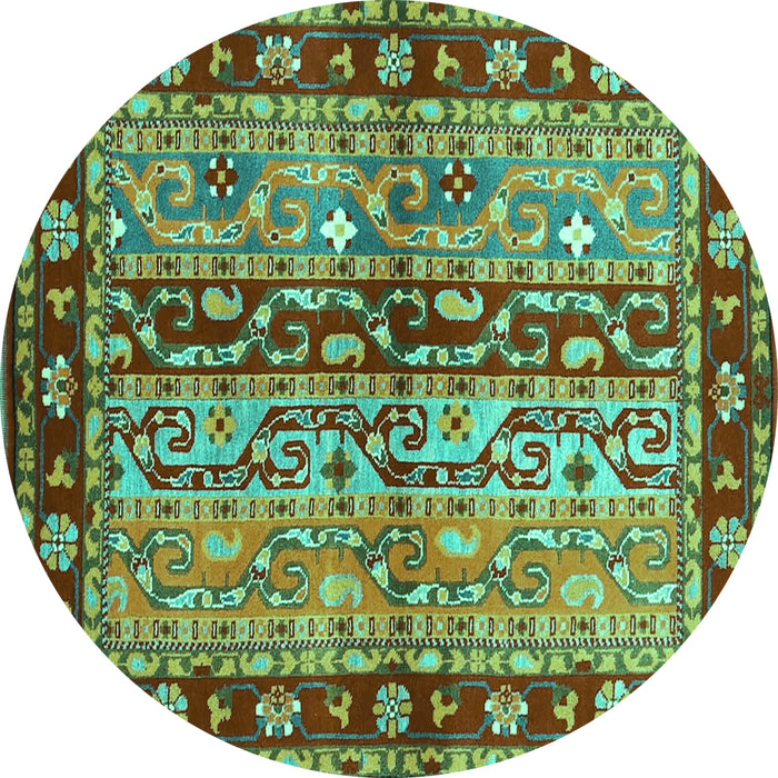 Round Machine Washable CON3089X Turquoise CON3089X Area Rugs, wshcon3089turq