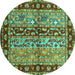 Round Machine Washable CON3089X Turquoise CON3089X Area Rugs, wshcon3089turq