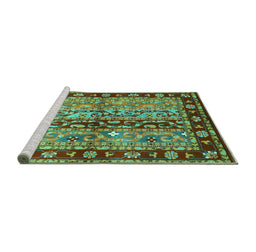 Sideview of Machine Washable CON3089X Turquoise CON3089X Area Rugs, wshcon3089turq