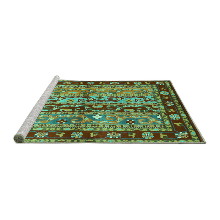 Sideview of Machine Washable CON3089X Turquoise CON3089X Area Rugs, wshcon3089turq