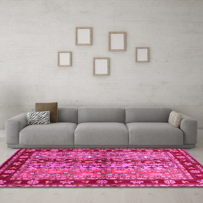 Machine Washable CON3089X Pink CON3089X Rug in a Living Room, wshcon3089pnk
