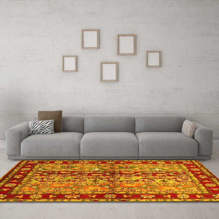 Machine Washable CON3089X Yellow CON3089X Rug in a Living Room, wshcon3089yw