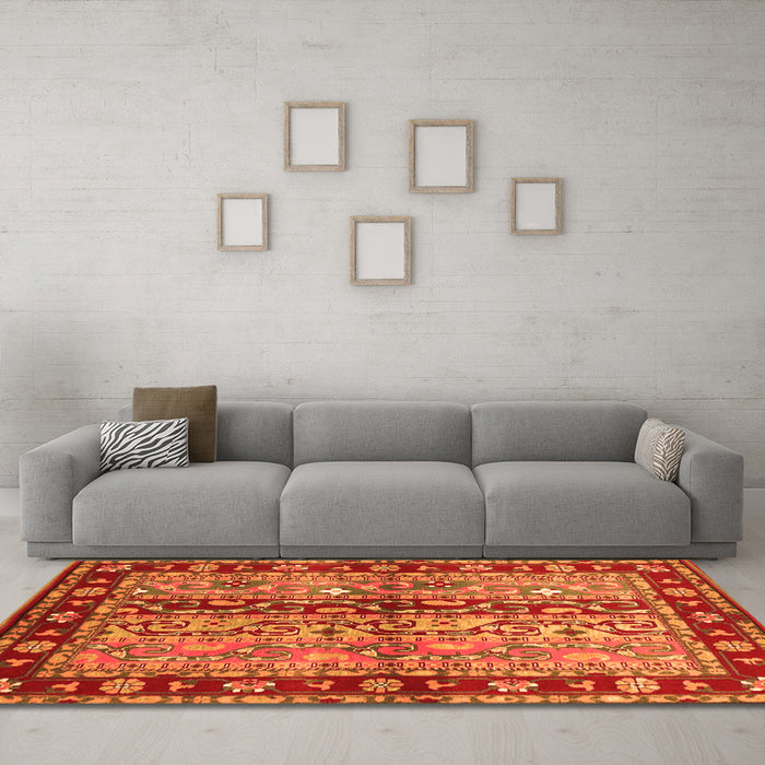 Machine Washable CON3089X Orange CON3089X Area Rugs in a Living Room, wshcon3089org