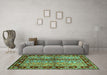 Machine Washable CON3089X Turquoise CON3089X Area Rugs in a Living Room,, wshcon3089turq