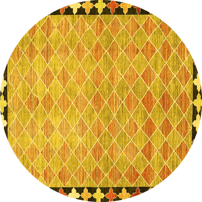 Round Southwestern Yellow Country Rug, con308yw