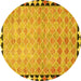 Round Southwestern Yellow Country Rug, con308yw