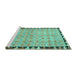 Sideview of Machine Washable Southwestern Turquoise Country Area Rugs, wshcon308turq