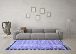 Machine Washable Southwestern Blue Country Rug in a Living Room, wshcon308blu