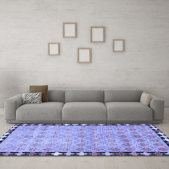 Machine Washable Southwestern Blue Country Rug in a Living Room, wshcon308blu