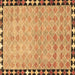 Square Machine Washable Southwestern Brown Country Rug, wshcon308brn