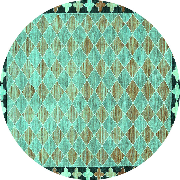 Round Southwestern Turquoise Country Rug, con308turq