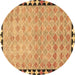 Round Southwestern Brown Country Rug, con308brn