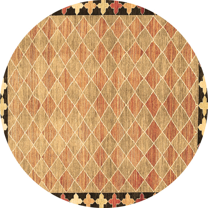 Round Machine Washable Southwestern Brown Country Rug, wshcon308brn