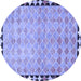 Round Machine Washable Southwestern Blue Country Rug, wshcon308blu