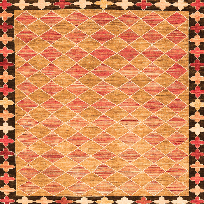 Round Machine Washable Southwestern Orange Country Area Rugs, wshcon308org