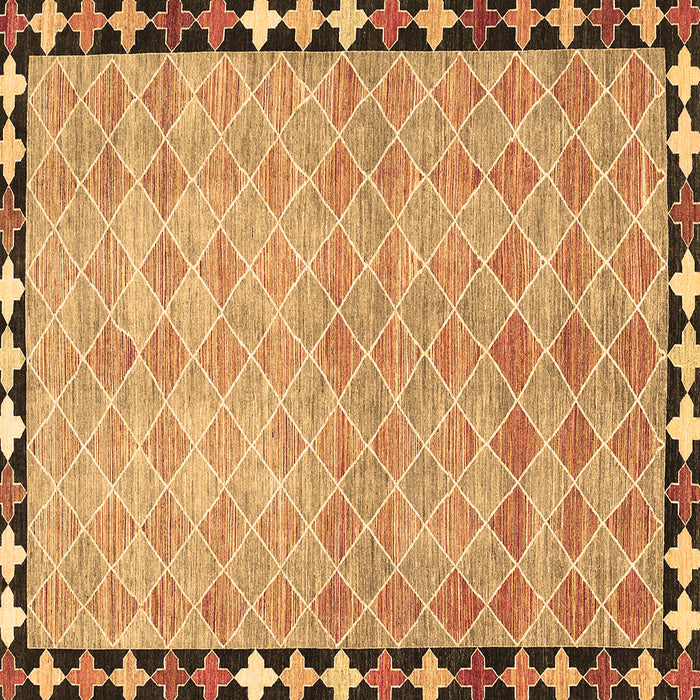 Square Southwestern Brown Country Rug, con308brn
