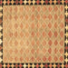 Square Southwestern Brown Country Rug, con308brn