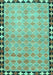 Machine Washable Southwestern Turquoise Country Area Rugs, wshcon308turq