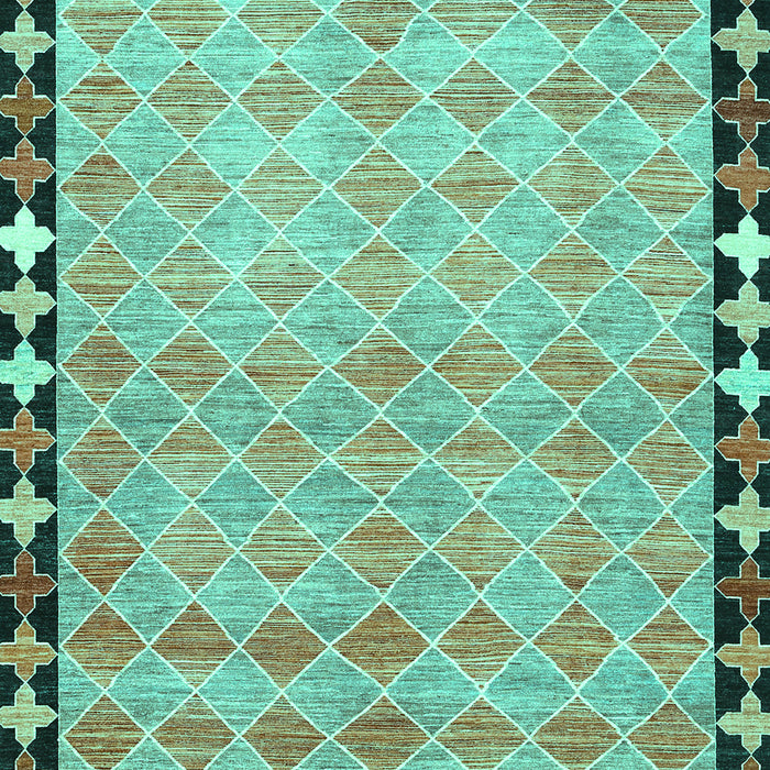 Machine Washable Southwestern Turquoise Country Area Rugs, wshcon308turq