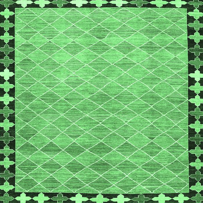 Square Southwestern Emerald Green Country Rug, con308emgrn