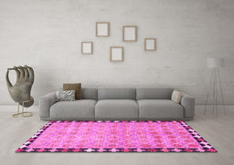 Machine Washable Southwestern Pink Country Rug in a Living Room, wshcon308pnk